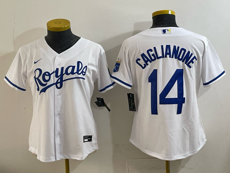 Women Kansas City Royals #14 Caglianone white Nike MLB 2025 jersey 001